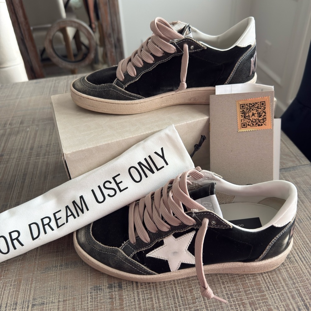 Golden Goose Black and White Distressed Sneakers